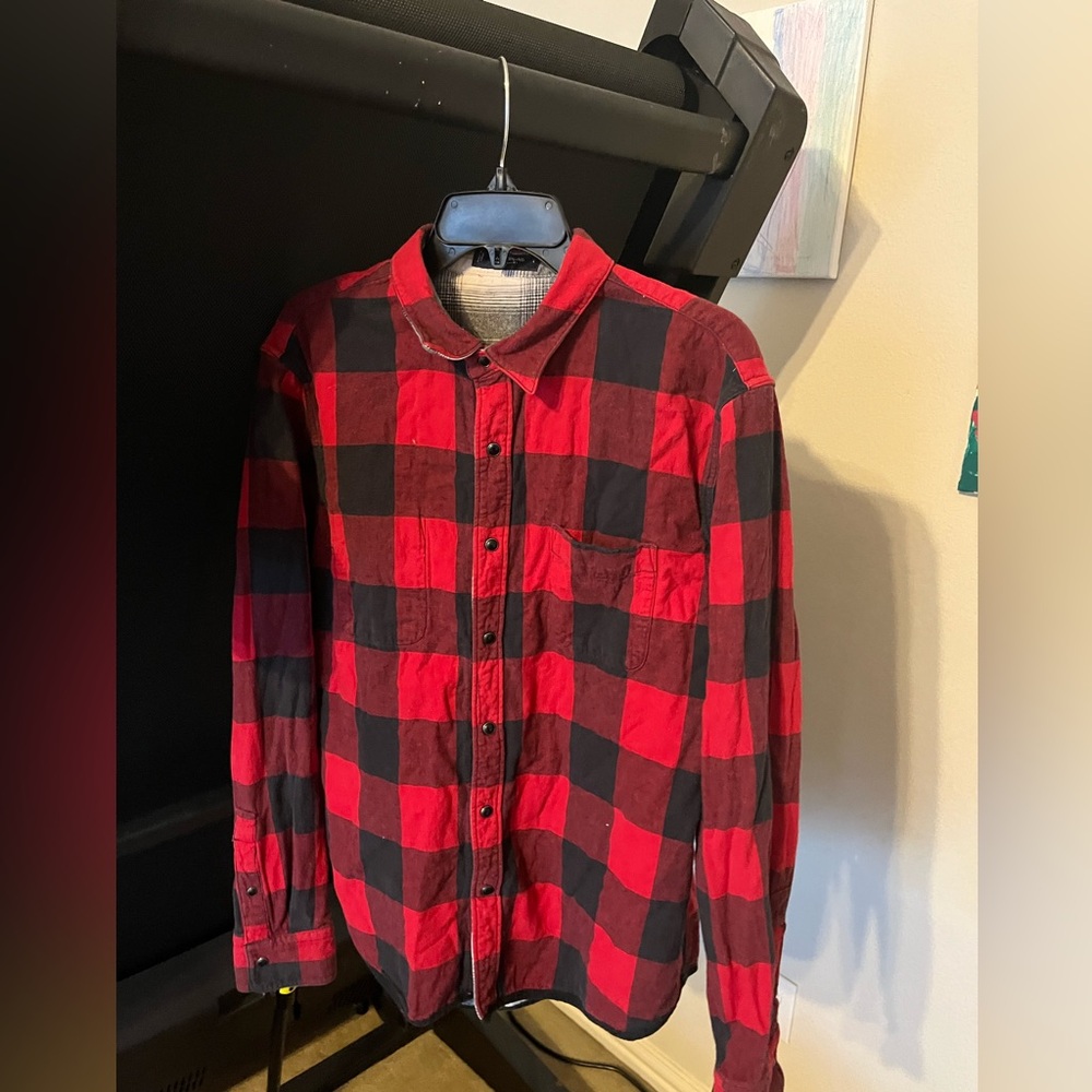 Lucky Brand Red and Black Plaid Shirt